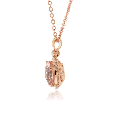 Morganite and Diamond Halo Pendant - Park City Jewelers