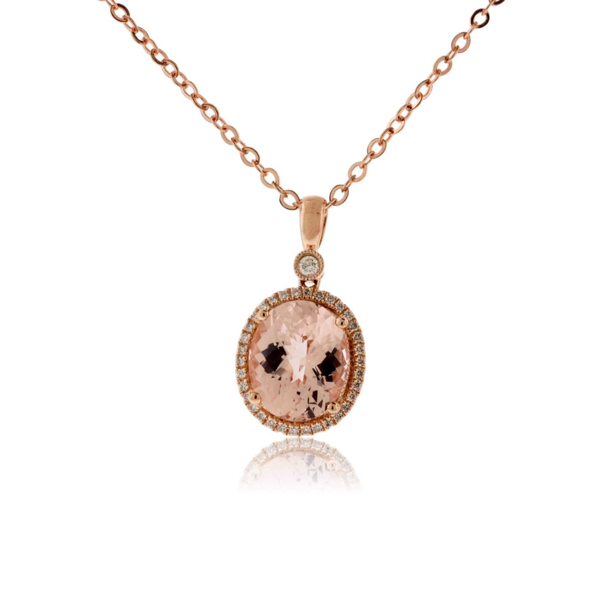 Morganite and Diamond Halo Pendant - Park City Jewelers