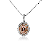 Morganite and Diamond Milgrain Halo Pendant - Park City Jewelers