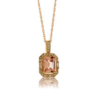 Morganite and Unique Style Diamond Halo Pendant - Park City Jewelers