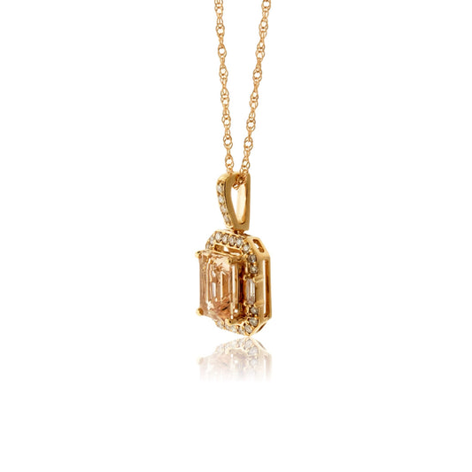 Morganite and Unique Style Diamond Halo Pendant - Park City Jewelers