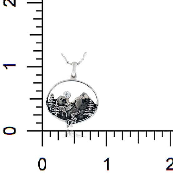 Mountain and Elk Scene Oval Necklace - Park City Jewelers