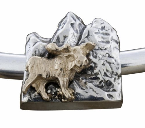 Mountain and Moose Bracelet Bead - Park City Jewelers