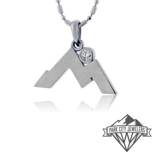 Mountain Peak, Ridgeline Necklace with Cubic Zirconia Moon / Sun - Park City Jewelers