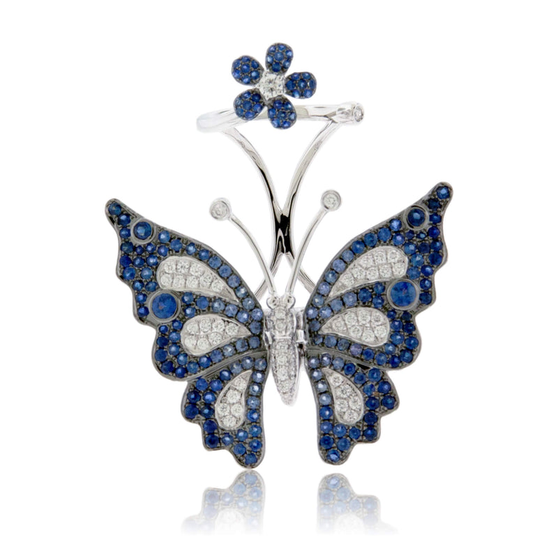 Moving Blue Sapphire Butterfly Two Knuckle Ring - Park City Jewelers