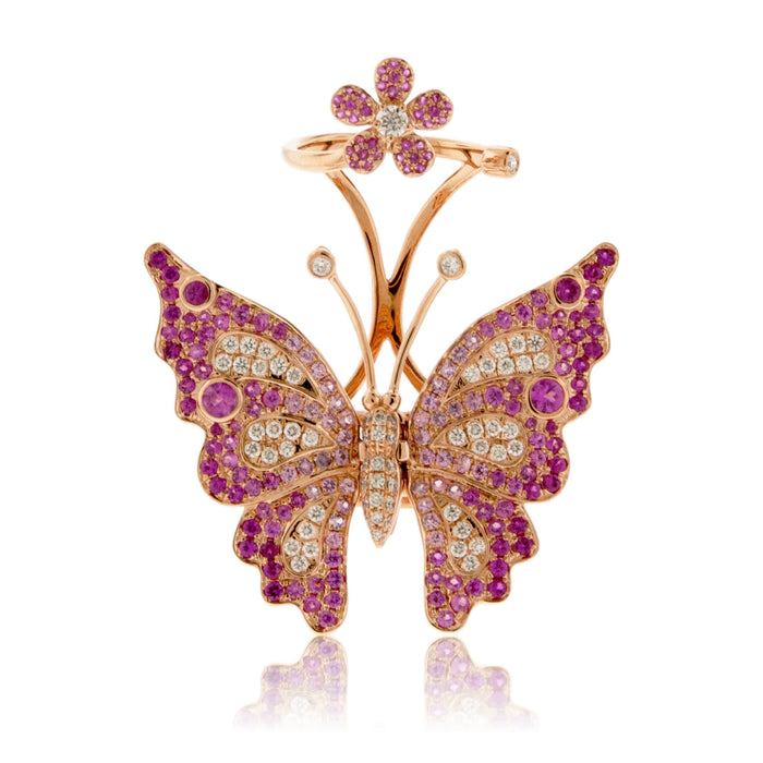 Moving Pink Sapphire Butterfly Two Knuckle Ring - Park City Jewelers