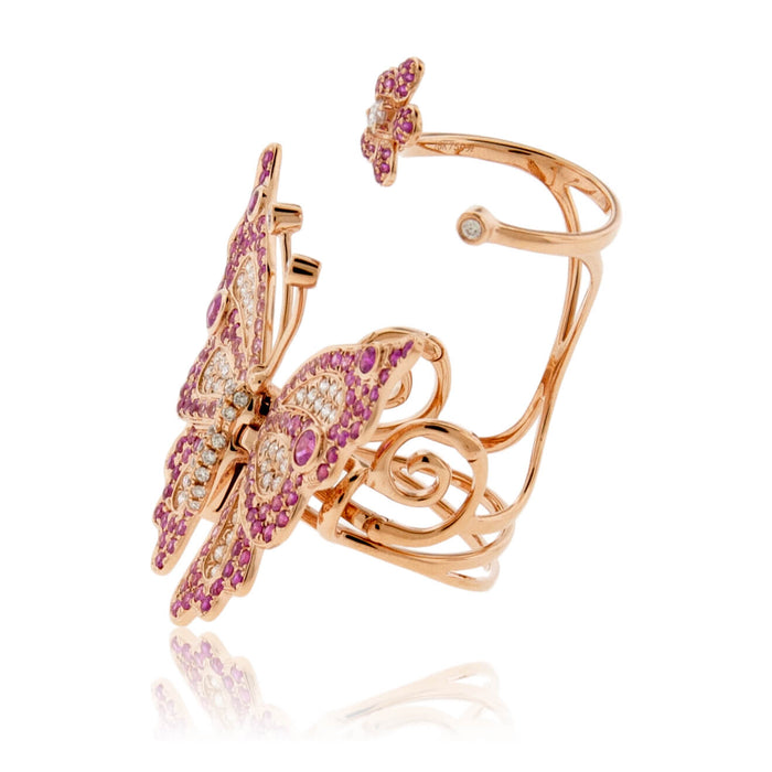 Moving Pink Sapphire Butterfly Two Knuckle Ring - Park City Jewelers