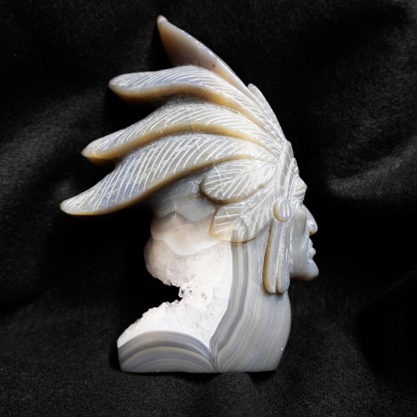 Native American Style Druzy and Amethyst Carving - Park City Jewelers
