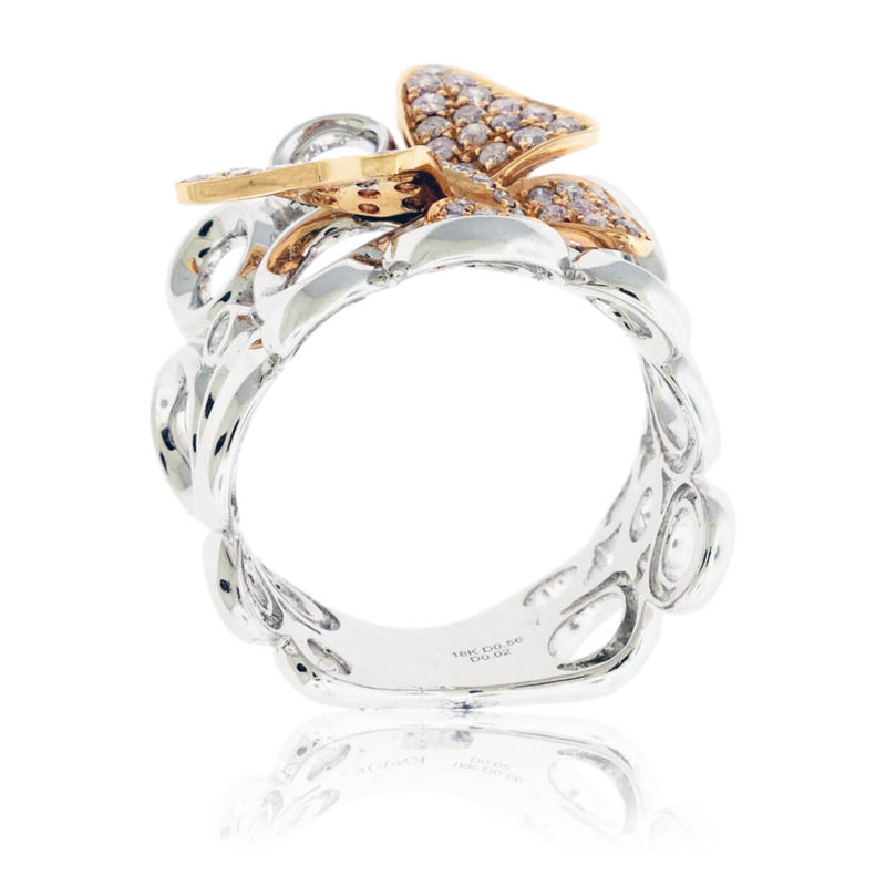 Natural Pink Color Diamond & Diamond Butterfly Ring - Park City Jewelers