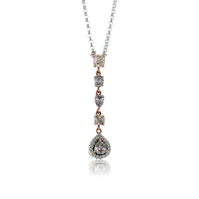 Natural Pink Diamond with Diamond Halo Drop Necklace - Park City Jewelers