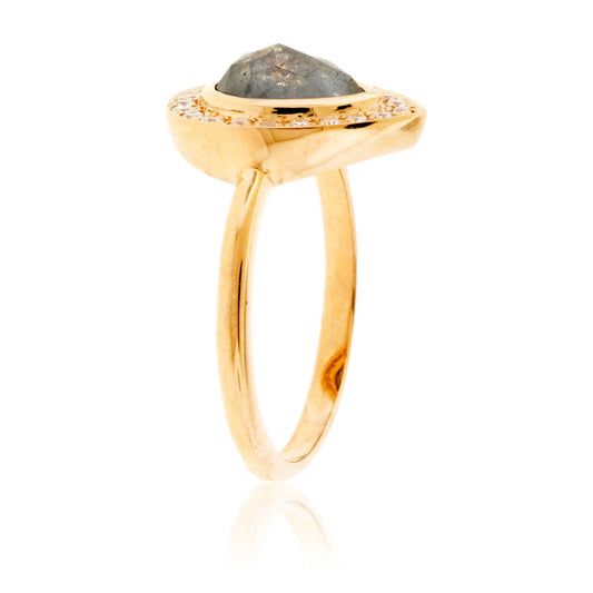 Natural Salt and Pepper Diamond & Diamond Halo Ring - Park City Jewelers