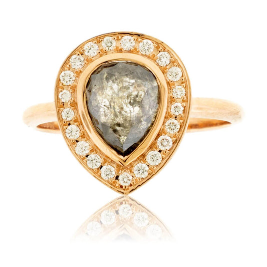Natural Salt and Pepper Diamond & Diamond Halo Ring - Park City Jewelers