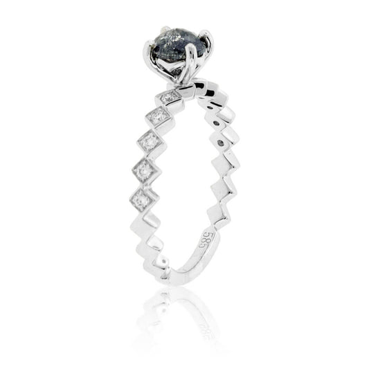 Natural Salt and Pepper Diamond & Diamond Ring - Park City Jewelers