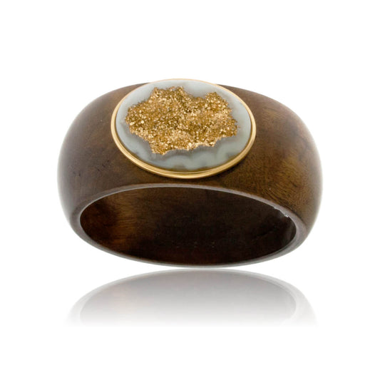 Oblong Druzy & Cabreuva Wood Bracelet - Park City Jewelers