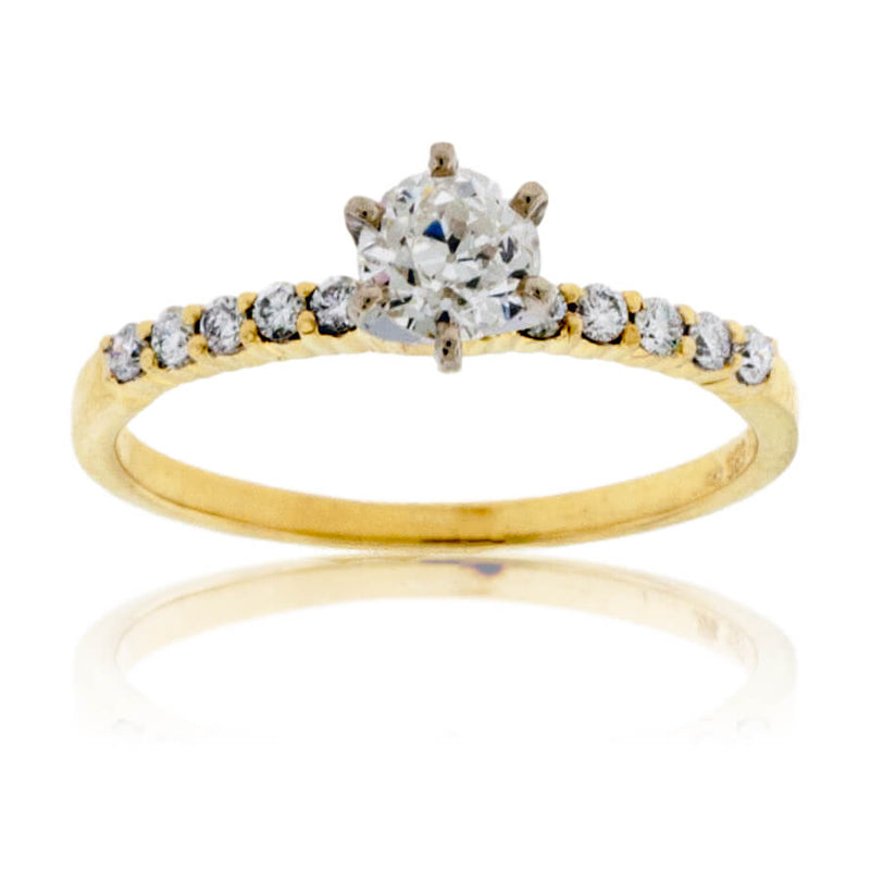 Old European Cut Round Diamond Accented Engagement Ring - Park City Jewelers