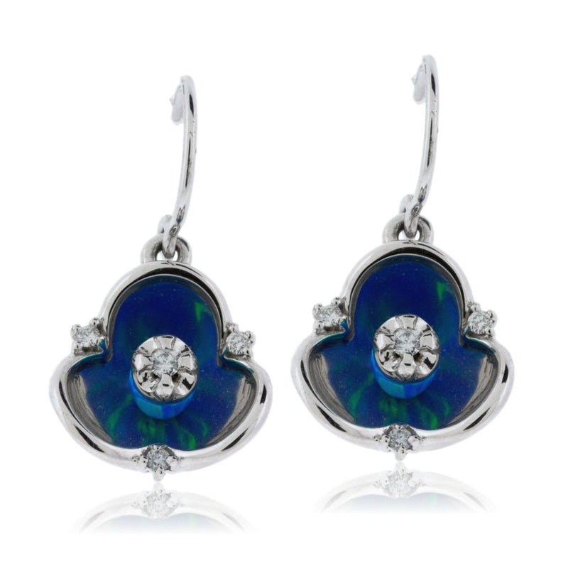 Opal and Diamond Reflective Drop Earrings - Park City Jewelers