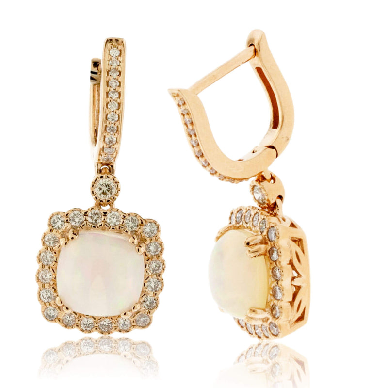 Opal Cabochon Dangle Milgrain Style Earrings - Park City Jewelers