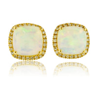 Opal Cabochon with Diamond Halo Stud Earrings - Park City Jewelers