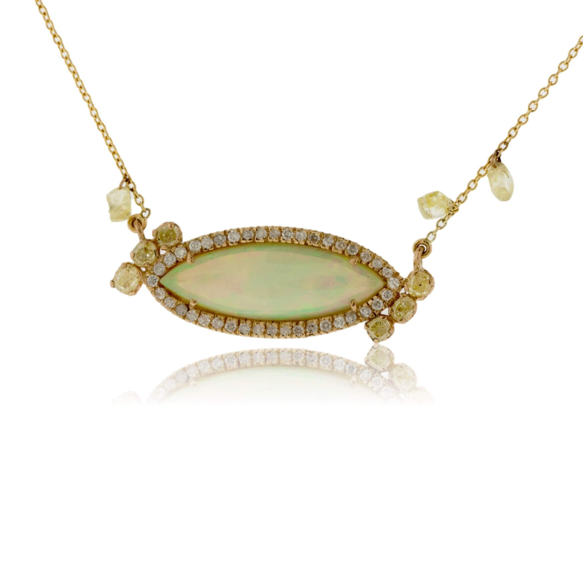 Opal & Diamond Pendant with Chain Accents - Park City Jewelers