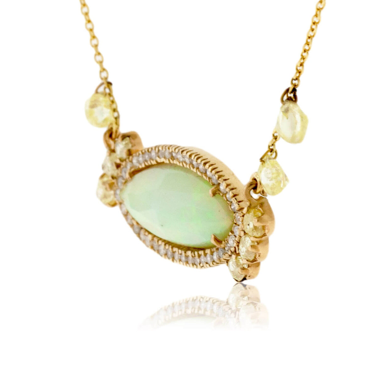 Opal & Diamond Pendant with Chain Accents - Park City Jewelers