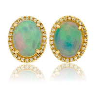 Opal with Diamond Halo Stud Earrings - Park City Jewelers
