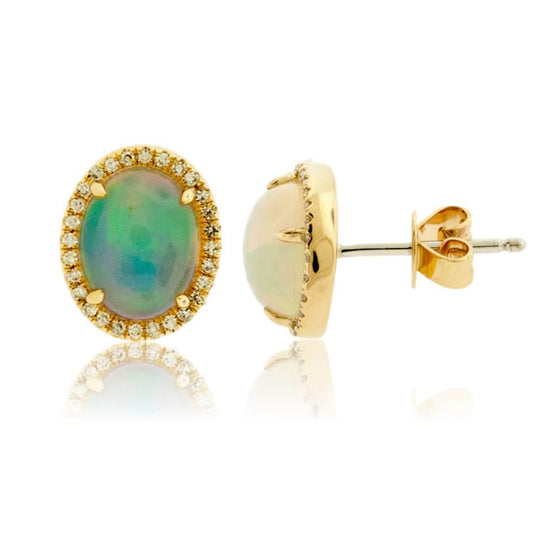 Opal with Diamond Halo Stud Earrings - Park City Jewelers
