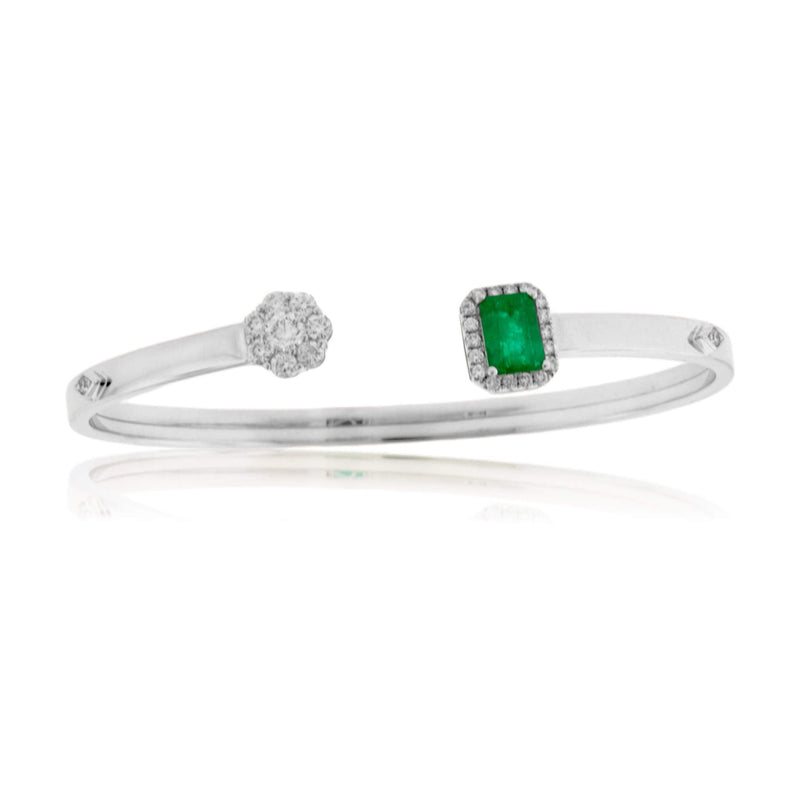 Open Center Diamond & Emerald Bracelet - Park City Jewelers