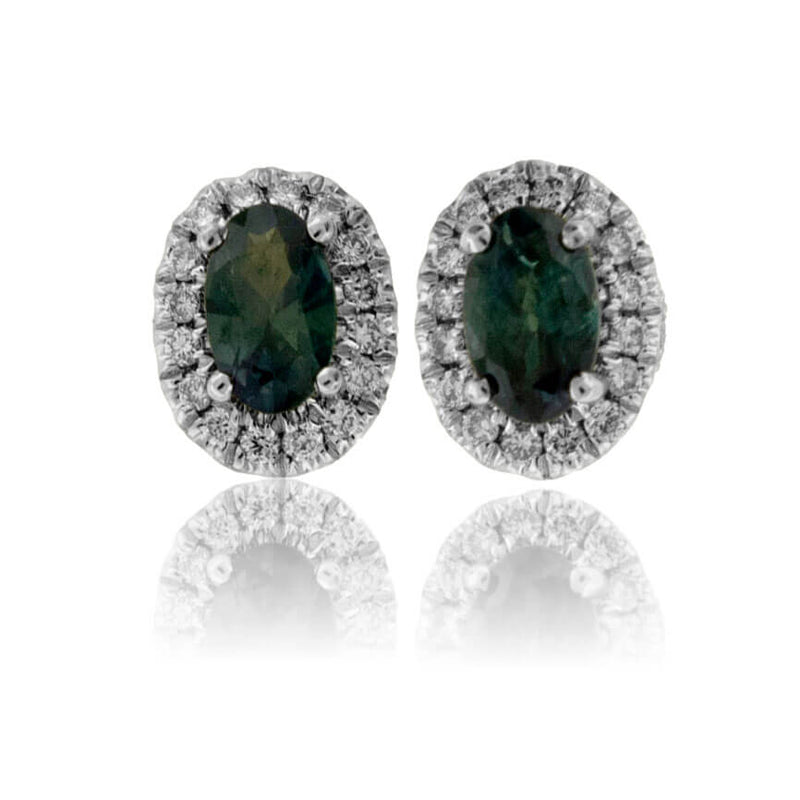 Oval Alexandrite and Diamond Halo Stud Earrings - Park City Jewelers