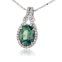 Oval Alexandrite and Diamond Pendant in White Gold - Park City Jewelers