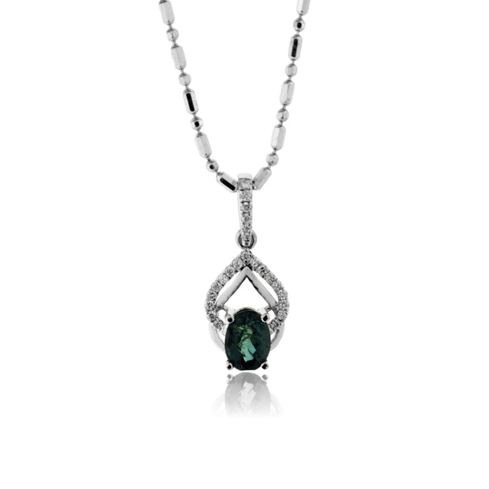 Oval Alexandrite & Diamond Accented Pendant - Park City Jewelers