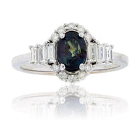 Oval Alexandrite & Diamond Burst with Baguette Halo Style Ring - Park City Jewelers