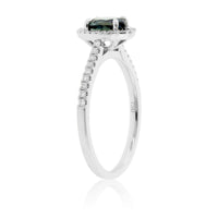 Oval Alexandrite & Diamond Halo Diamond Shank Ring - Park City Jewelers