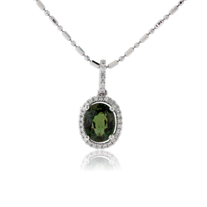 Oval Alexandrite & Diamond Halo Pendant - Park City Jewelers