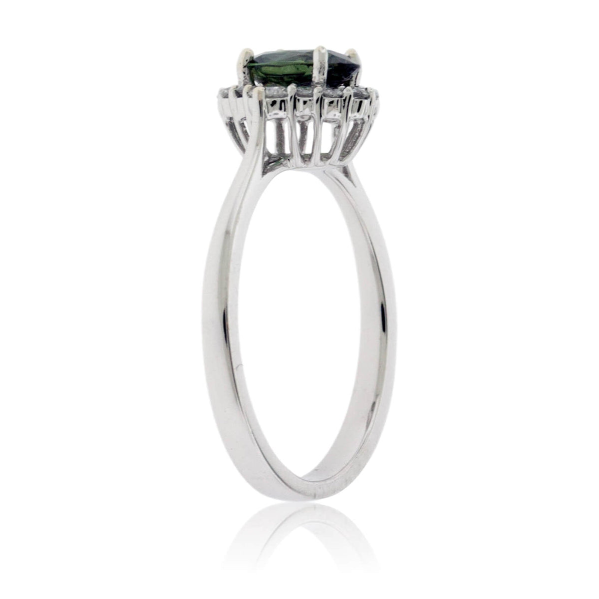 Oval Alexandrite & Diamond Halo Solid Shank Ring - Park City Jewelers