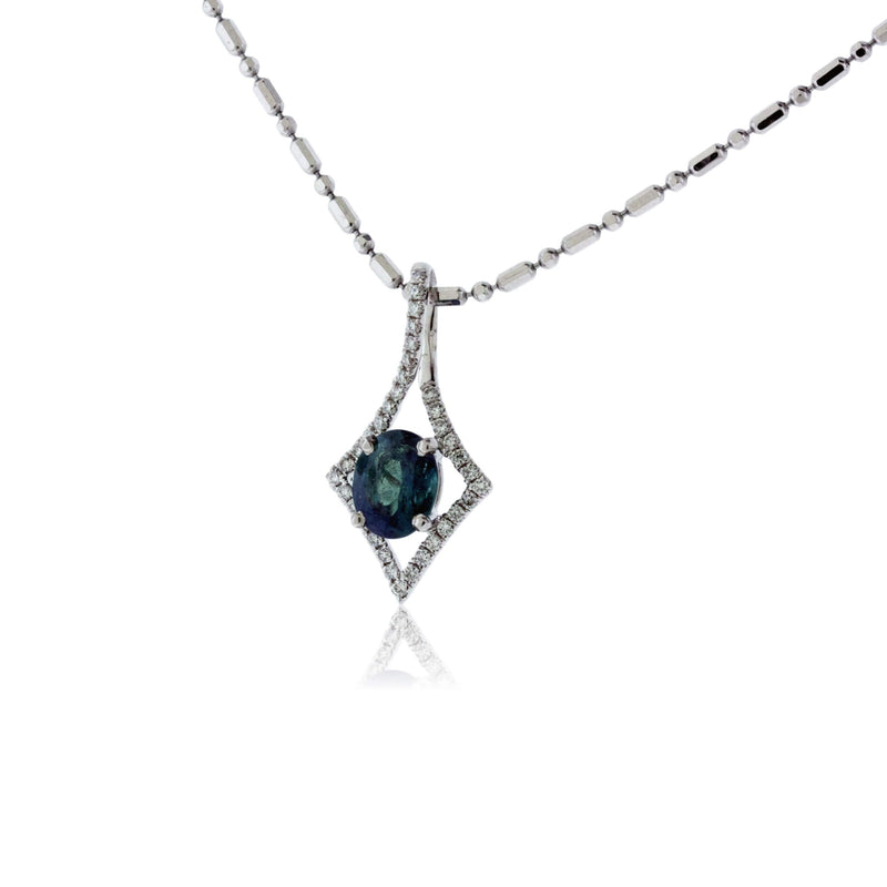 Oval Alexandrite & Diamond on Point Style Pendant - Park City Jewelers