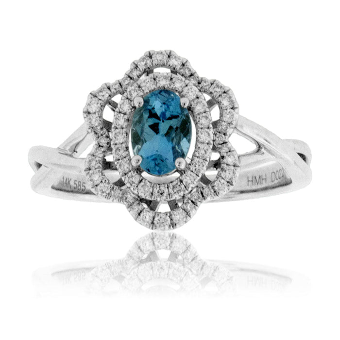 Oval Aquamarine and Diamond Accent Ring - Park City Jewelers