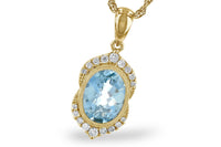 Oval Aquamarine and Diamond Accented Pendant w/Chain - Park City Jewelers