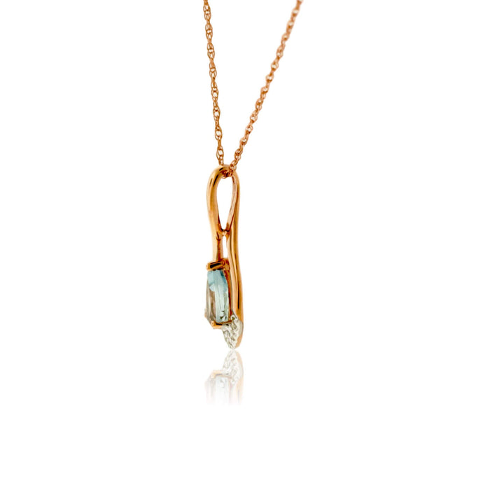 Oval Aquamarine and Diamond Drop Pendant - Park City Jewelers