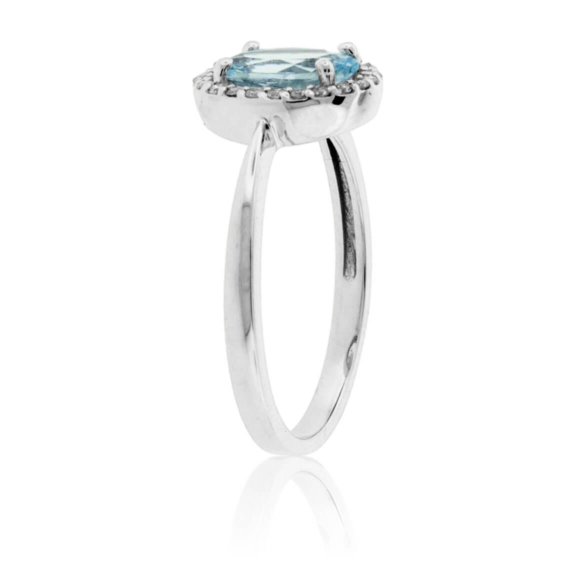 Oval Aquamarine and Diamond Halo Ring - Park City Jewelers