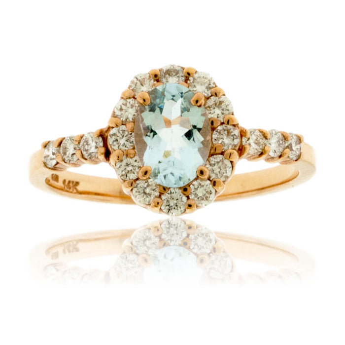Oval Aquamarine and Diamond Ring - Park City Jewelers