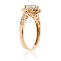 Oval Aquamarine and Diamond Scalloped Halo Ring - Park City Jewelers