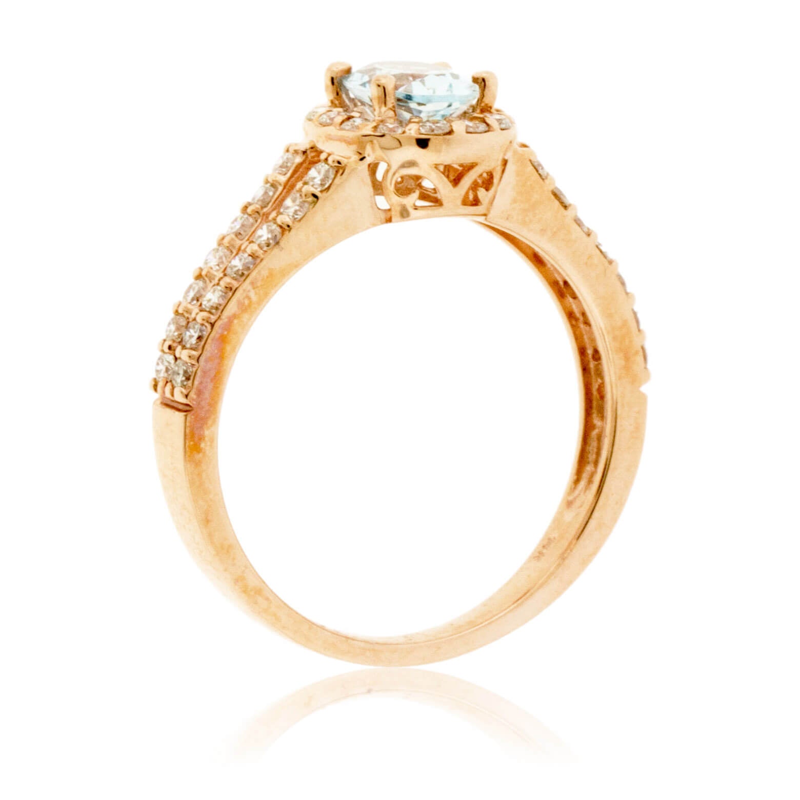 Oval Aquamarine and Split Shank Diamond Ring - Park City Jewelers