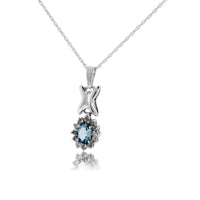 Oval Aquamarine & Classic Diamond Halo Pendant - Park City Jewelers