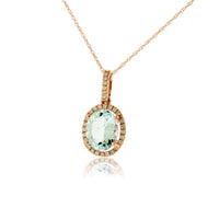 Oval Aquamarine & Diamond Halo Pendant - Park City Jewelers