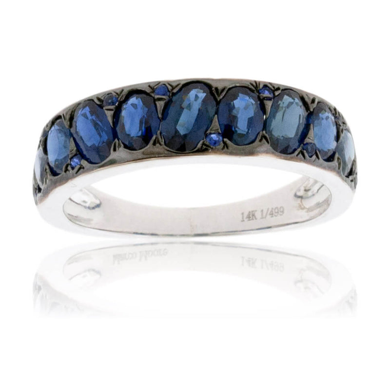 Oval Blue Sapphire & Black Rhodium Plated Ring - Park City Jewelers