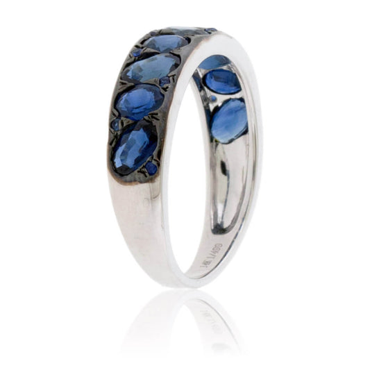 Oval Blue Sapphire & Black Rhodium Plated Ring - Park City Jewelers