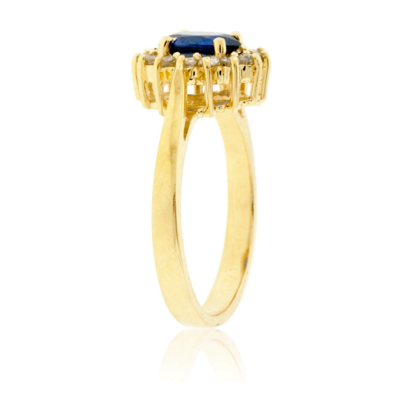 Oval Blue Sapphire & Classic Diamond Halo Ring - Park City Jewelers
