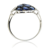 Oval Blue Sapphire Cluster Style Black Rhodium Ring - Park City Jewelers