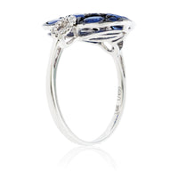 Oval Blue Sapphire Cluster Style Black Rhodium Ring - Park City Jewelers