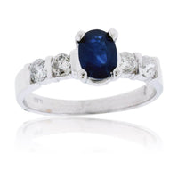 Oval Blue Sapphire & Diamond Ring - Park City Jewelers